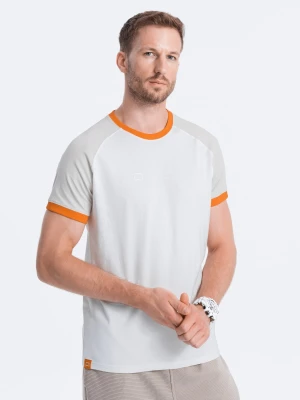 T-shirt męski bawełniany z reglanem - szaro-biały V2 S1623
 -                                    M