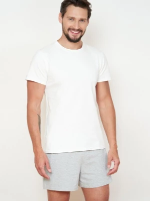 T shirt męski - biały z krótkimi rękawami Bohomoss - Luxurious Design