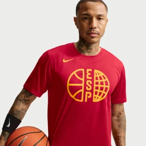 T-shirt męski do koszykówki Nike Dri-FIT Hiszpania Practice - Czerwony