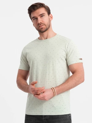 T-shirt męski fullprint z kolorowymi literami - jasnozielony V5 OM-TSFP-0185
 -                                    L