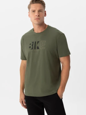 T-shirt męski khaki, Comfort Fit, T-EKIB Volcano