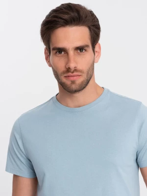 T-shirt męski klasyczny bawełniany BASIC - błękitny V12 OM-TSBS-0146
 -                                    XXL