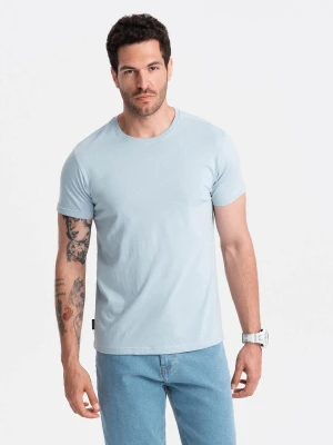Zdjęcie produktu T-shirt męski klasyczny bawełniany BASIC - jasnoniebieski V19 - Rozmiar: S Ombre Clothing