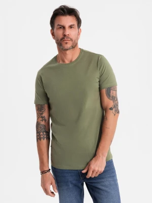 T-shirt męski klasyczny bawełniany BASIC - khaki V6 OM-TSBS-0236
 -                                    S Ombre