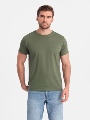 Zdjęcie produktu T-shirt męski klasyczny bawełniany BASIC - khaki V6 - Rozmiar: 3XL Ombre Clothing