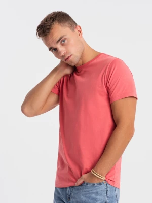 T-shirt męski klasyczny bawełniany BASIC - różowy V11 OM-TSBS-0146
 -                                    L