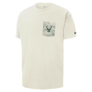 T-shirt męski Nike NBA Max90 Milwaukee Bucks Courtside - Biel