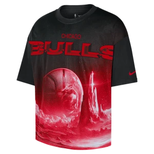 T-shirt męski o luźnym kroju Nike NBA Chicago Bulls Courtside - Czerń