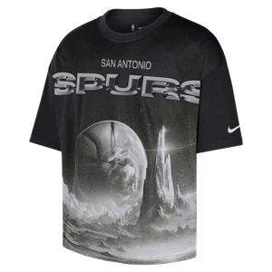 T-shirt męski o luźnym kroju Nike NBA San Antonio Spurs Courtside - Czerń