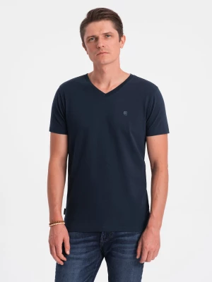 T-shirt męski V-NECK z elastanem - granatowy V2 OM-TSCT-0106
 -                                    XL