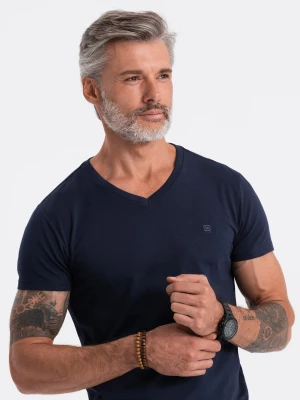 T-shirt męski V-NECK z elastanem - granatowy V2 S1183
 -                                    XXL Ombre