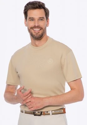 T-shirt męski z bawełny beżowy Wittchen