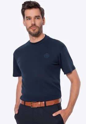 T-shirt męski z bawełny granatowy Wittchen