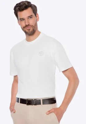 T-shirt męski z bawełny złamana biel Wittchen