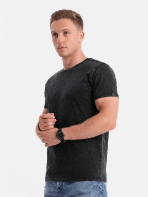 T-shirt męski z efektem ACID WASH -  czarny V1 S1638
 -                                    M Ombre
