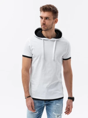 Zdjęcie produktu T-shirt męski z kapturem - biały V1 Ombre Clothing