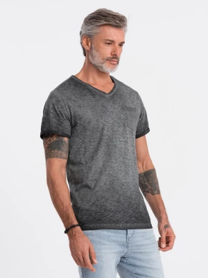 T-shirt męski z kieszonką - grafitowy melanż  V6 S1388
 -                                    M