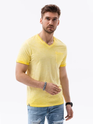 T-shirt męski z kieszonką - żółty melanż V5 S1388
 -                                    M