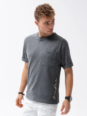 Zdjęcie produktu T-shirt męski z nadrukiem - czarny Ombre Clothing