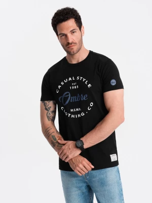 T-shirt męski z nadrukiem Ombre Casual Style – czarny V2 OM-TSPT-0144
 -                                    L
