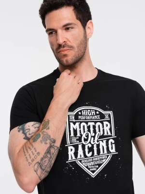 Zdjęcie produktu T-shirt męski z nadrukiem w stylu motocyklowym – czarny V1 - Rozmiar: M Ombre Clothing