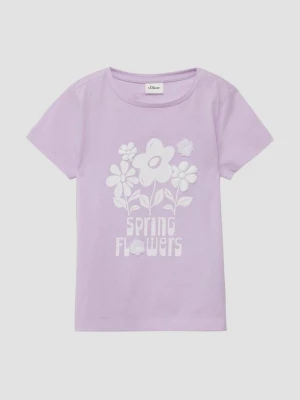 T-Shirt mit Glitzerprint und Applikation im Loose Fit s.Oliver fioletowy