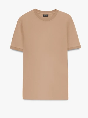 T SHIRT MORAND BEŻOWY Z BAWEŁNY Recman