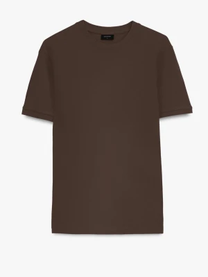 T SHIRT MORAND BRĄZOWY Z BAWEŁNY Recman
