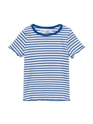 T-shirt niemowlęcy basic w niebieskie paski Minoti