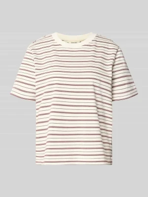 T-shirt o kroju boxy fit z czystej bawełny model 'ESSENTIAL' Selected Bordowy