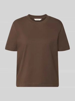 T-shirt o kroju boxy fit z czystej bawełny model 'ESSENTIAL' Selected Ciemnobrązowy