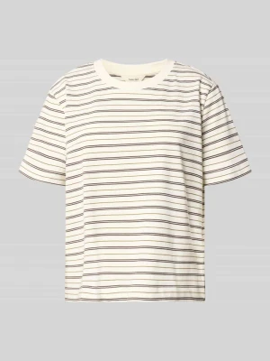 T-shirt o kroju boxy fit z czystej bawełny model 'ESSENTIAL' Selected Złamany biały