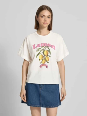 T-shirt o kroju boxy fit z czystej bawełny model 'MINNA' Only Biały