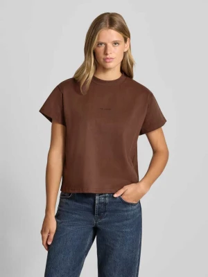 T-shirt o kroju boxy fit z czystej bawełny Oh April Ciemnobrązowy