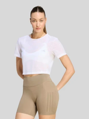 t-shirt o kroju krótki sport z wytłoczone logo Adidas Biały