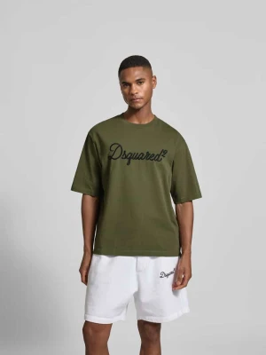 T-shirt o kroju loose fit z czystej bawełny Dsquared2 Oliwkowy