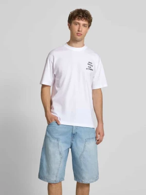 t-shirt o kroju loose fit z czystej bawełny model 'MONEY' Only & Sons Beżowy