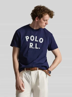 t-shirt o kroju loose fit z czystej bawełny Polo Ralph Lauren Granatowy