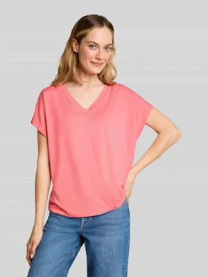 T-shirt o kroju loose fit z mieszanki wiskozy Tom Tailor Mocnoróżowy