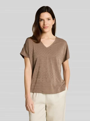 t-shirt o kroju loose fit z perforowaniem Tom Tailor