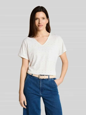 t-shirt o kroju loose fit z perforowaniem Tom Tailor
