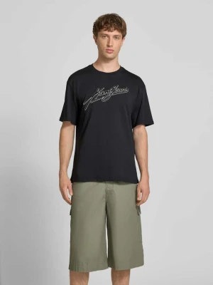 T-shirt o kroju oversize z logo w formie haftu Karl Kani Czarny