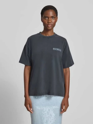 t-shirt o kroju oversized fit z nadrukiem z logo Anine Bing Czarny