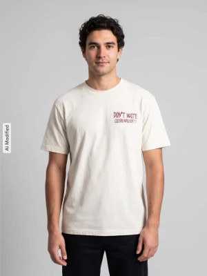 t-shirt o kroju oversized z czystej bawełny model 'JOVI' Don't Waste Culture Beżowy