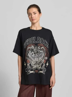 T-shirt o kroju oversized z czystej bawełny model 'LILIE' Vero Moda Czarny