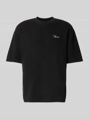 t-shirt o kroju oversized z fakturowanym wzorem i wyhaftowanym logo Pegador Czarny