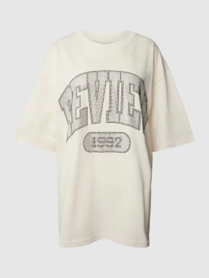 T-shirt o kroju oversized z motywem w stylu college z kamieni stras Review