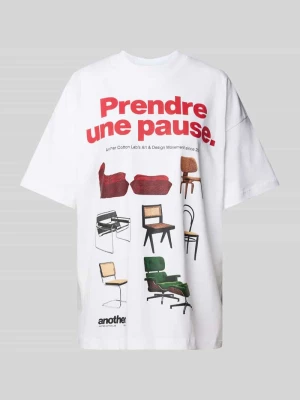 T-shirt o kroju oversized z nadrukiem z logo model ‘Prendre Une Pause’ ANOTHER COTTON LAB