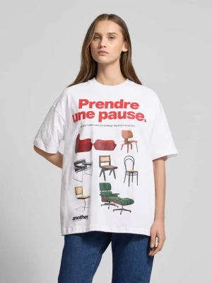 T-shirt o kroju oversized z nadrukiem z logo model ‘Prendre Une Pause’ ANOTHER COTTON LAB