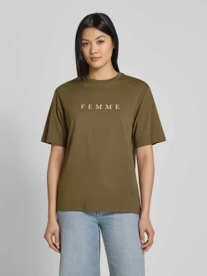 T-shirt o kroju oversized z nadrukiem z logo model ‘VILJA’ Selected Femme